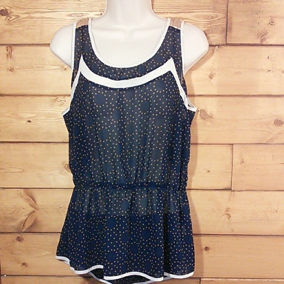 Cecico | Sheer Split Back Elastic Waist Top M - Picture 1 of 3